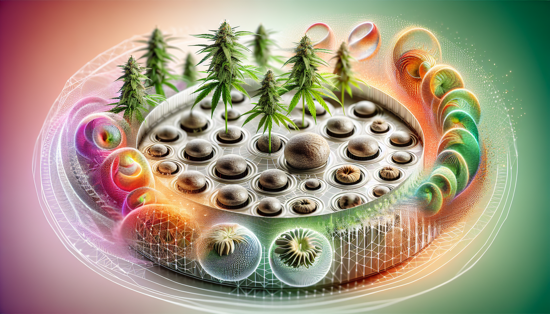 Illustration of auto-flowering cannabis seeds