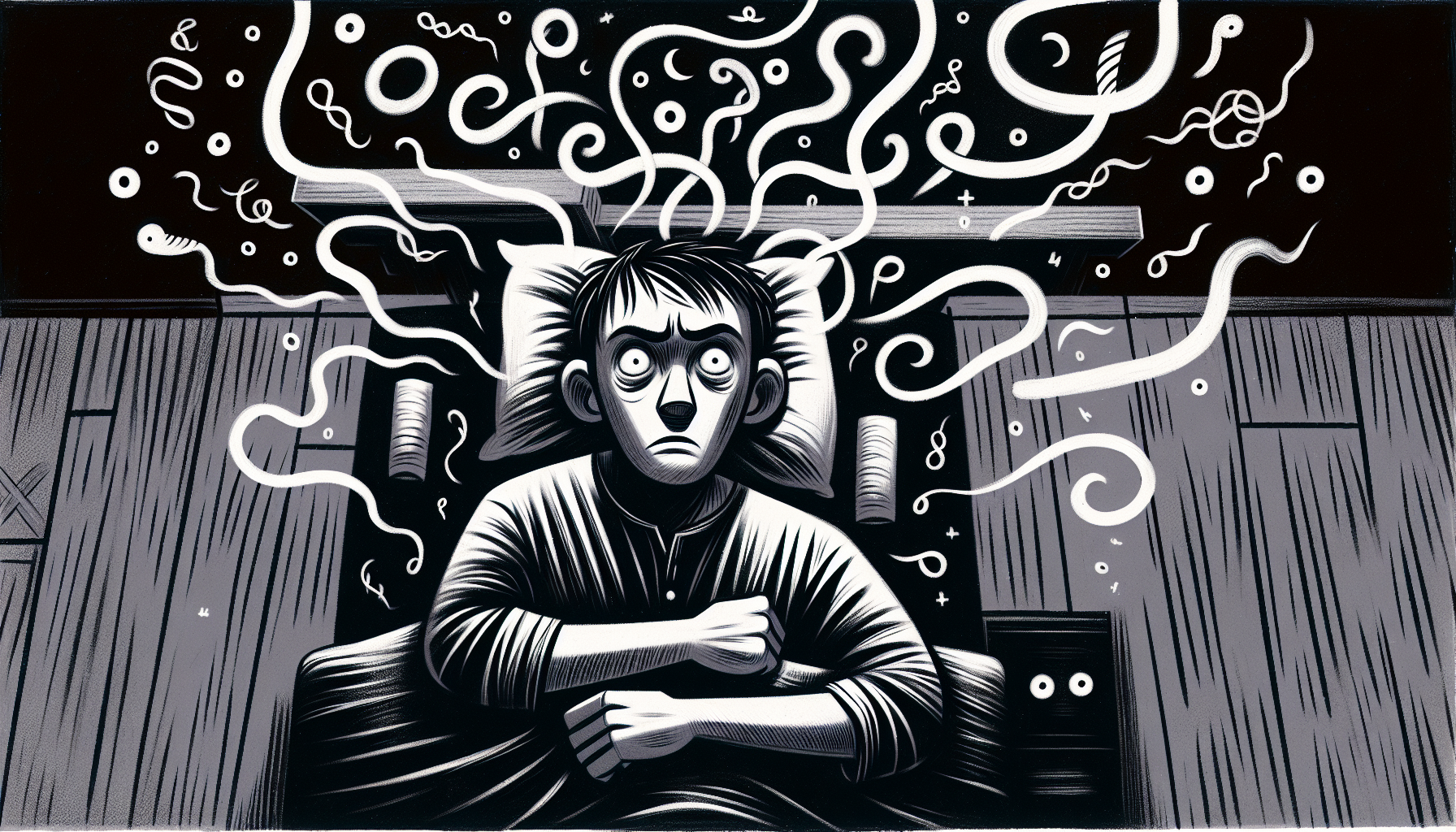 Illustration of a person struggling to sleep